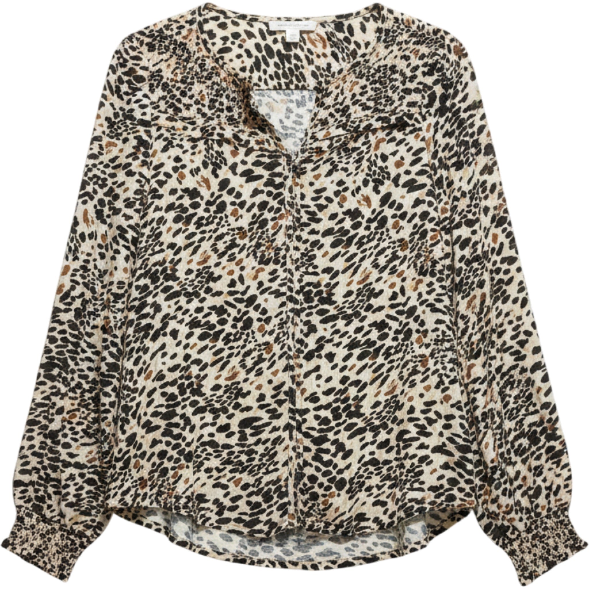 Beachlunchlounge Leopard Animal Print Button Blouse Womens Small Boho Chic Top