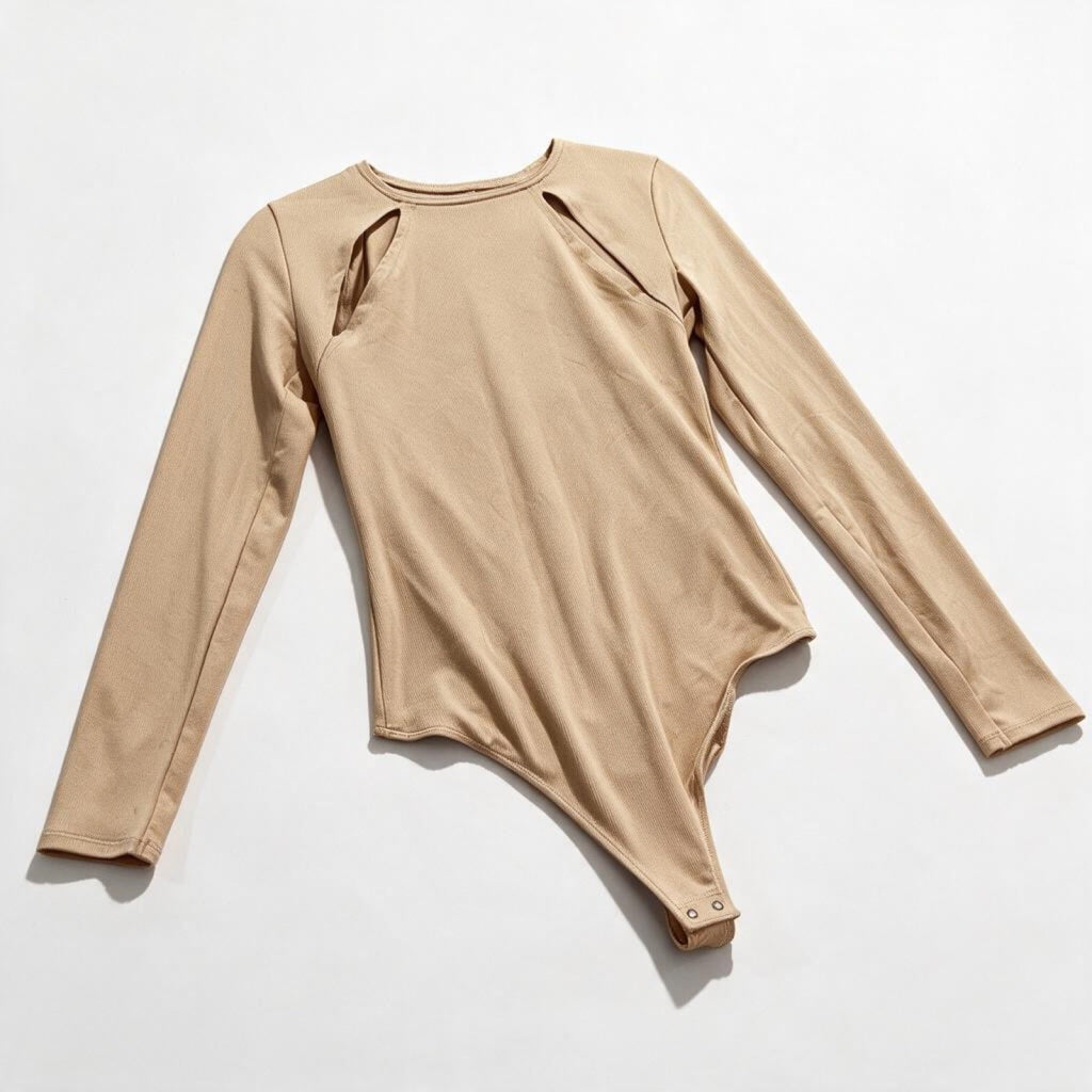 Abercrombie & Fitch Womens S Caramel Long Sleeve Bodysuit Soft Casual