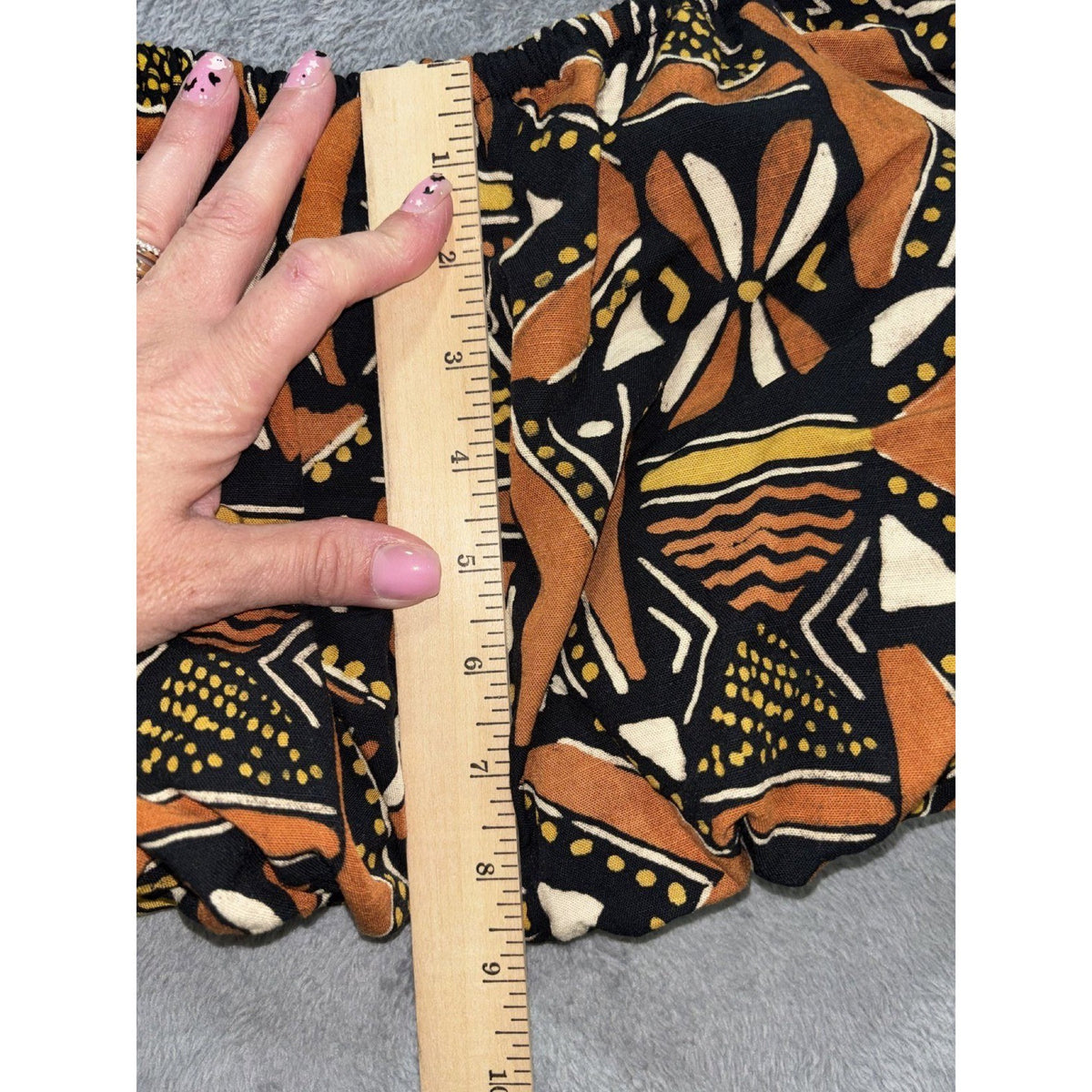Zara Womens XS Geometric Print 2 Piece Set Crop Top Wide Leg Pants Boho