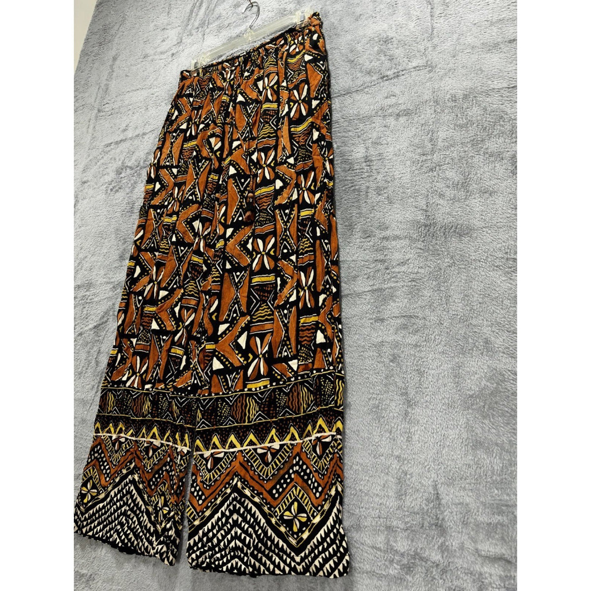 Zara Womens XS Geometric Print 2 Piece Set Crop Top Wide Leg Pants Boho