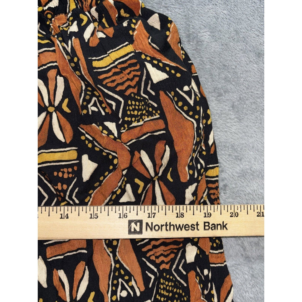 Zara Womens XS Geometric Print 2 Piece Set Crop Top Wide Leg Pants Boho