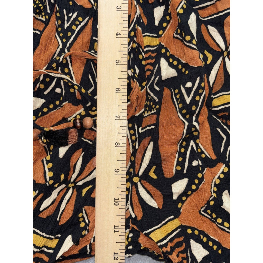 Zara Womens XS Geometric Print 2 Piece Set Crop Top Wide Leg Pants Boho