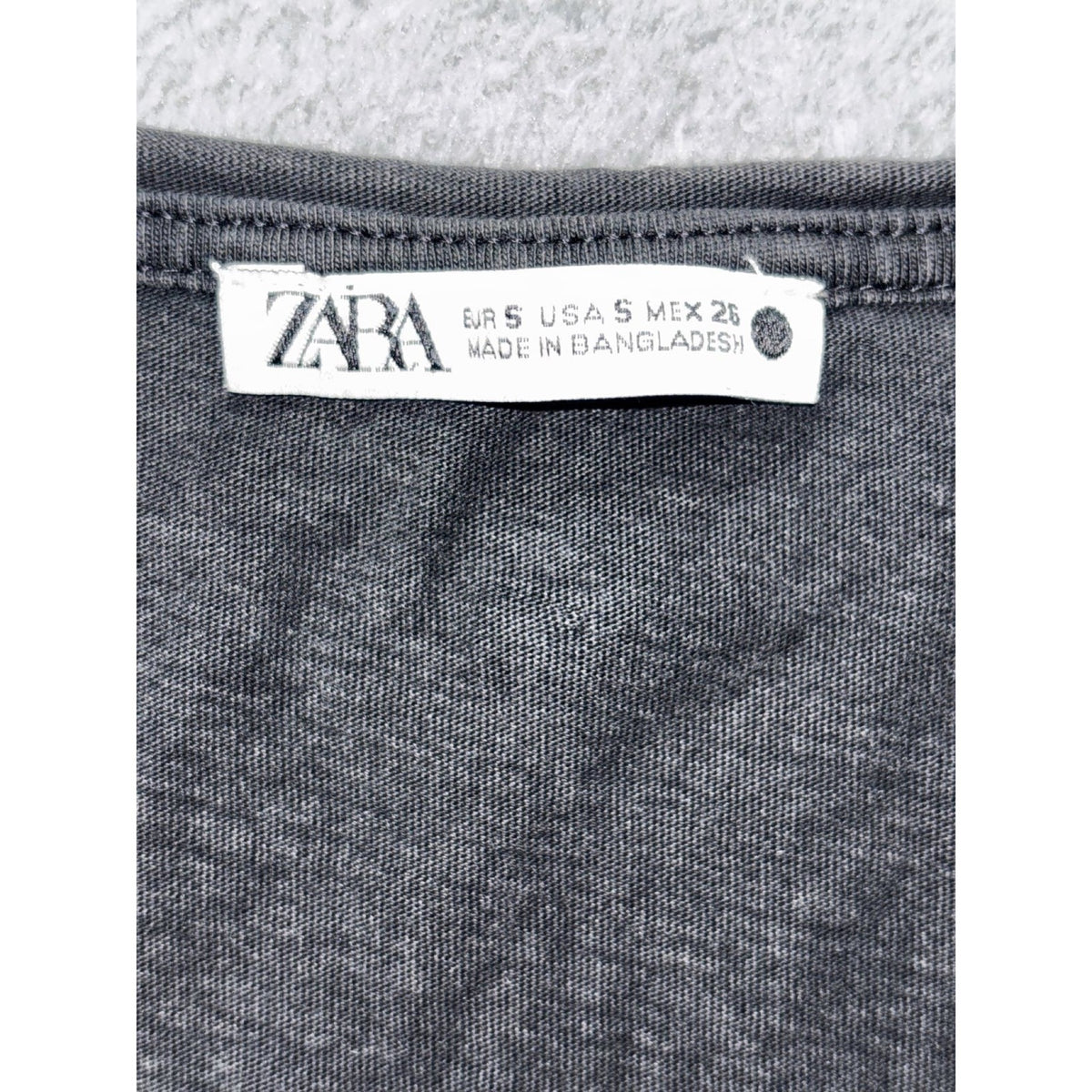 Zara Womens S Charcoal Gray V-Neck Short Sleeve Tee Casual Basic