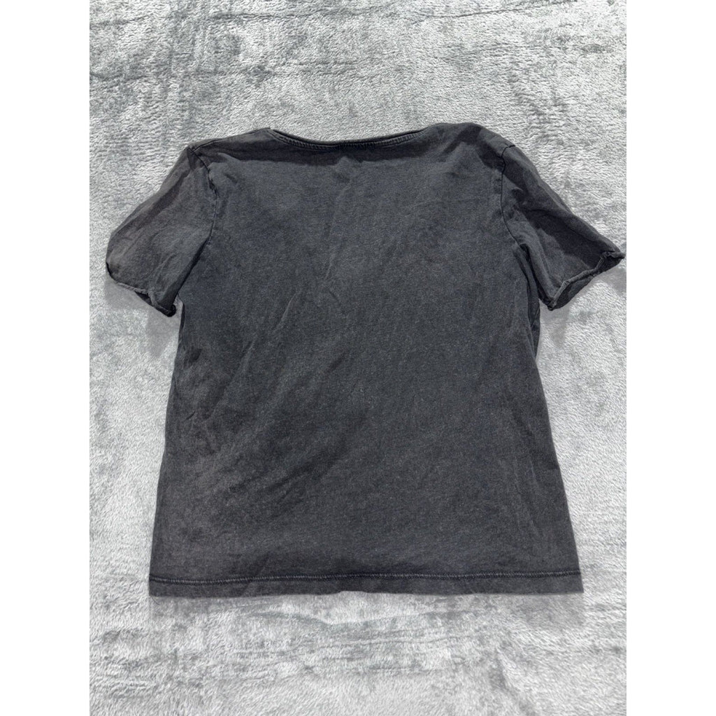 Zara Womens S Charcoal Gray V-Neck Short Sleeve Tee Casual Basic