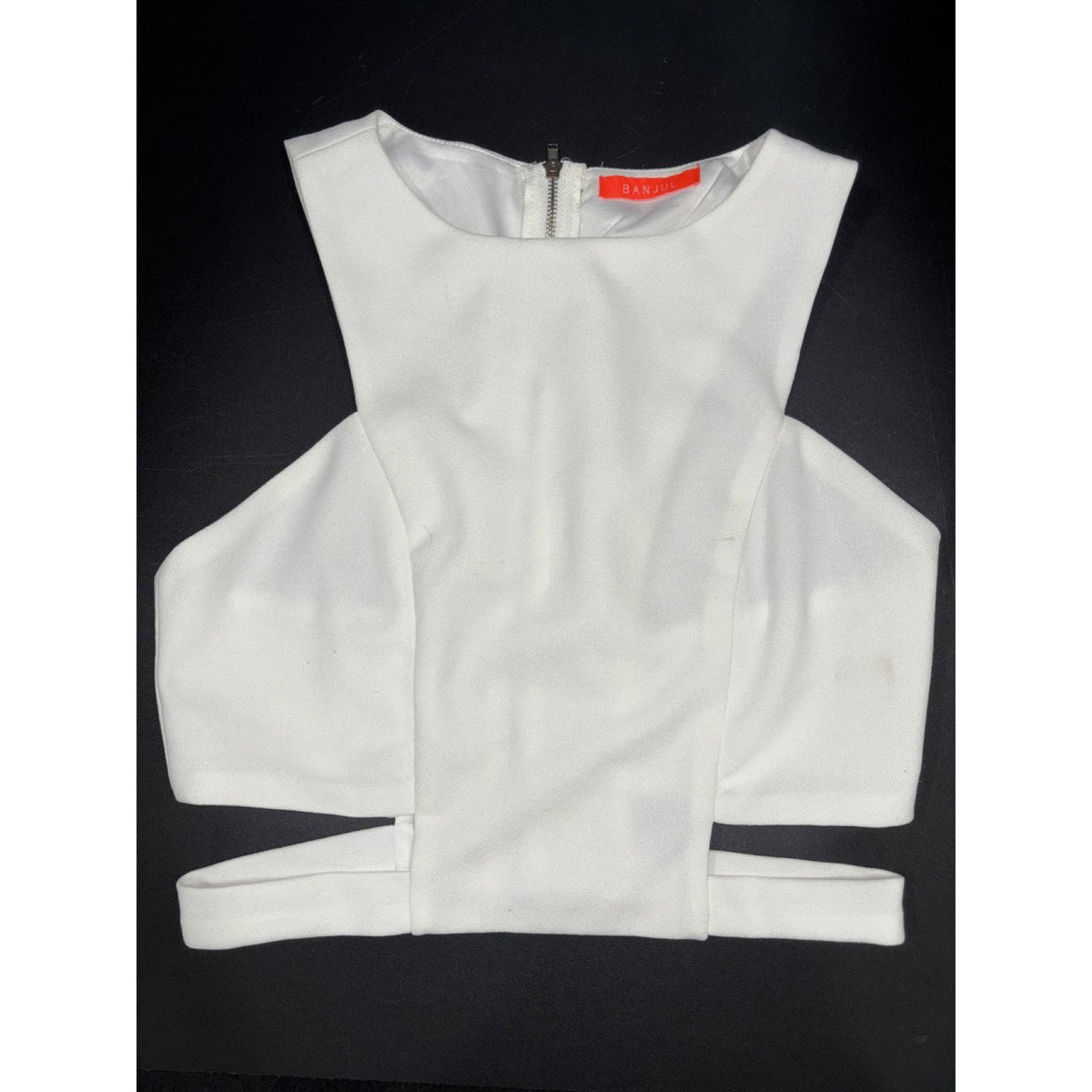 BANJUL Womens White Sleeveless Cutout Crop Top Zip Back Size Not Tagged