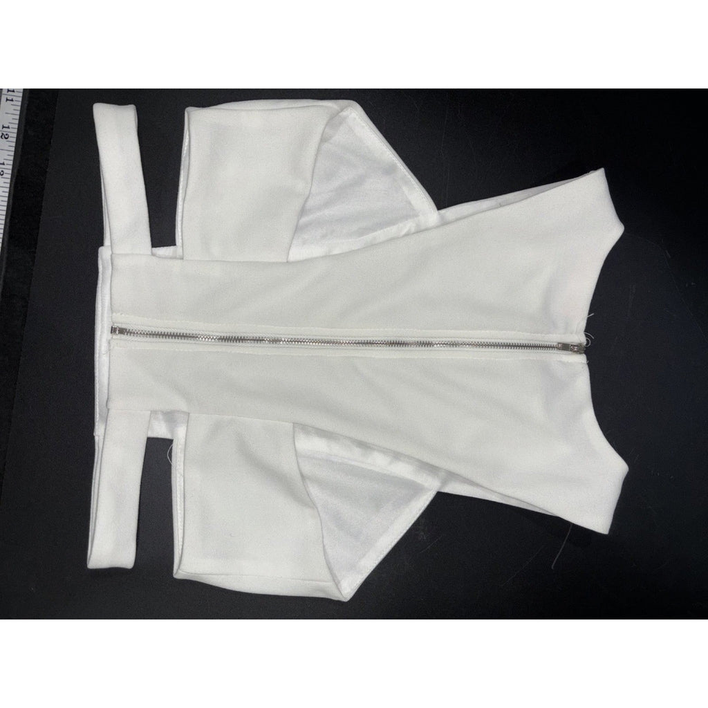 BANJUL Womens White Sleeveless Cutout Crop Top Zip Back Size Not Tagged