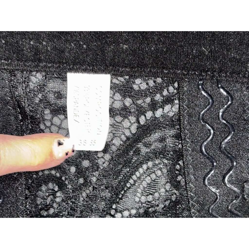 Womens Black Lace Longline Bra Top Padded Cups 38/85 No Brand Tag