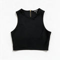 Express Womens XS Black Crop Top Sleeveless Gold Zipper Minimalist