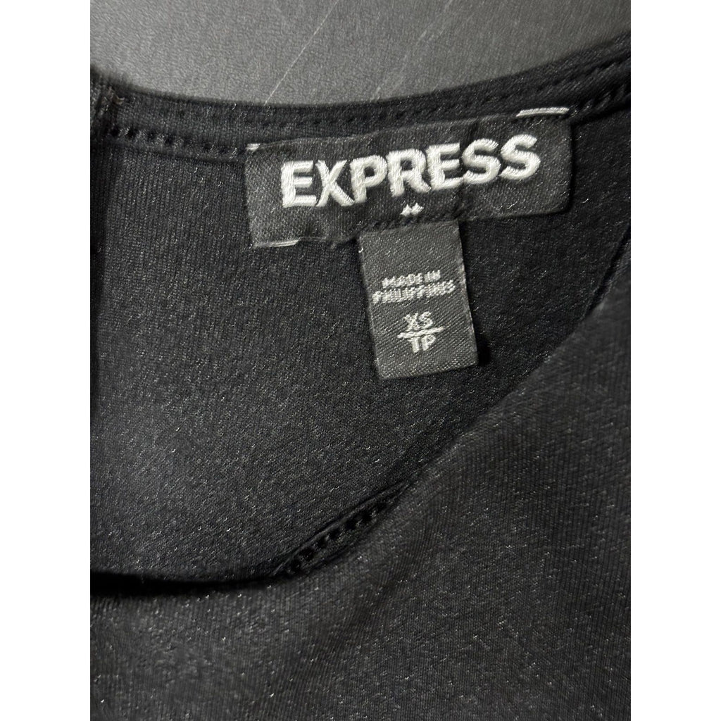 Express Womens XS Black Crop Top Sleeveless Gold Zipper Minimalist