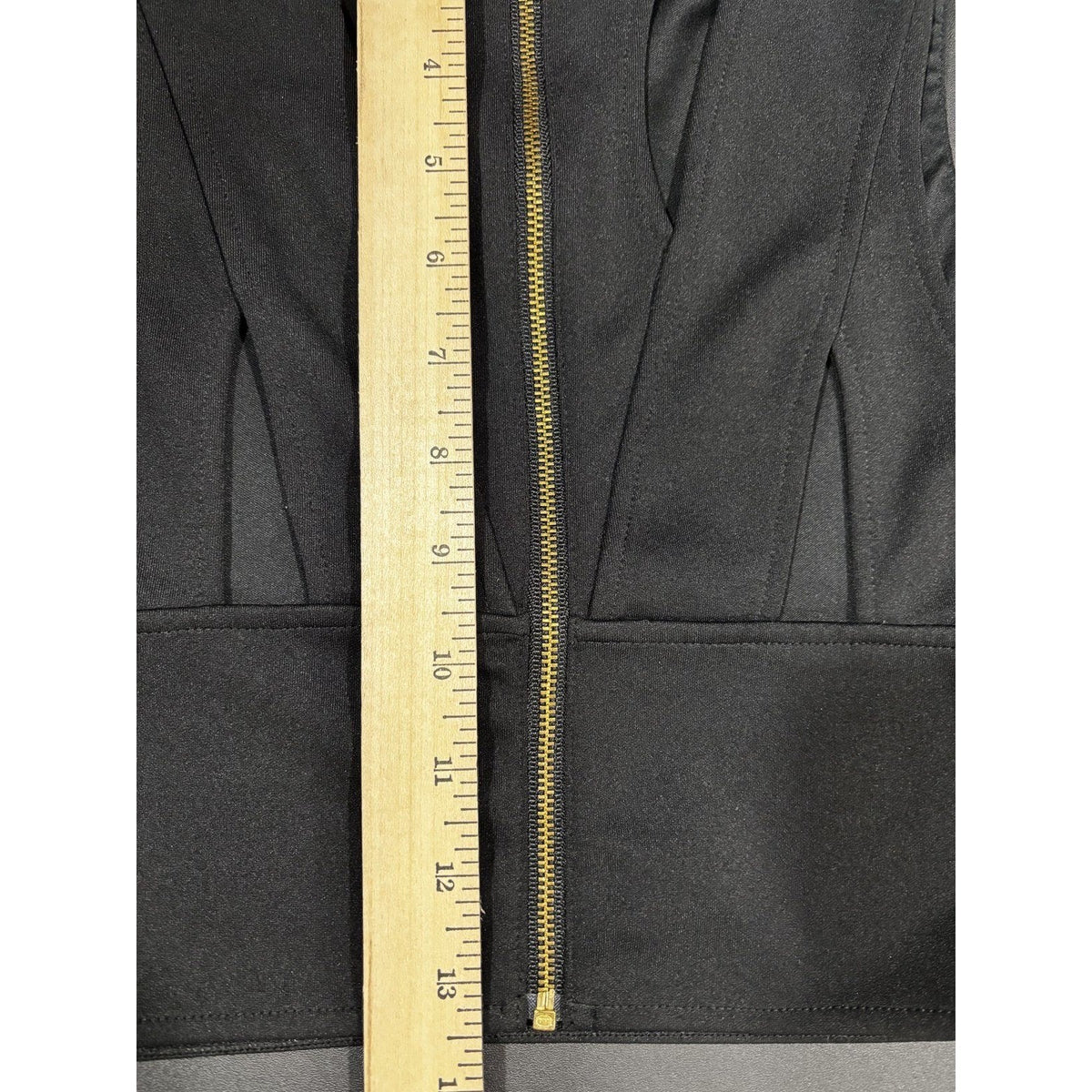 Express Womens XS Black Crop Top Sleeveless Gold Zipper Minimalist