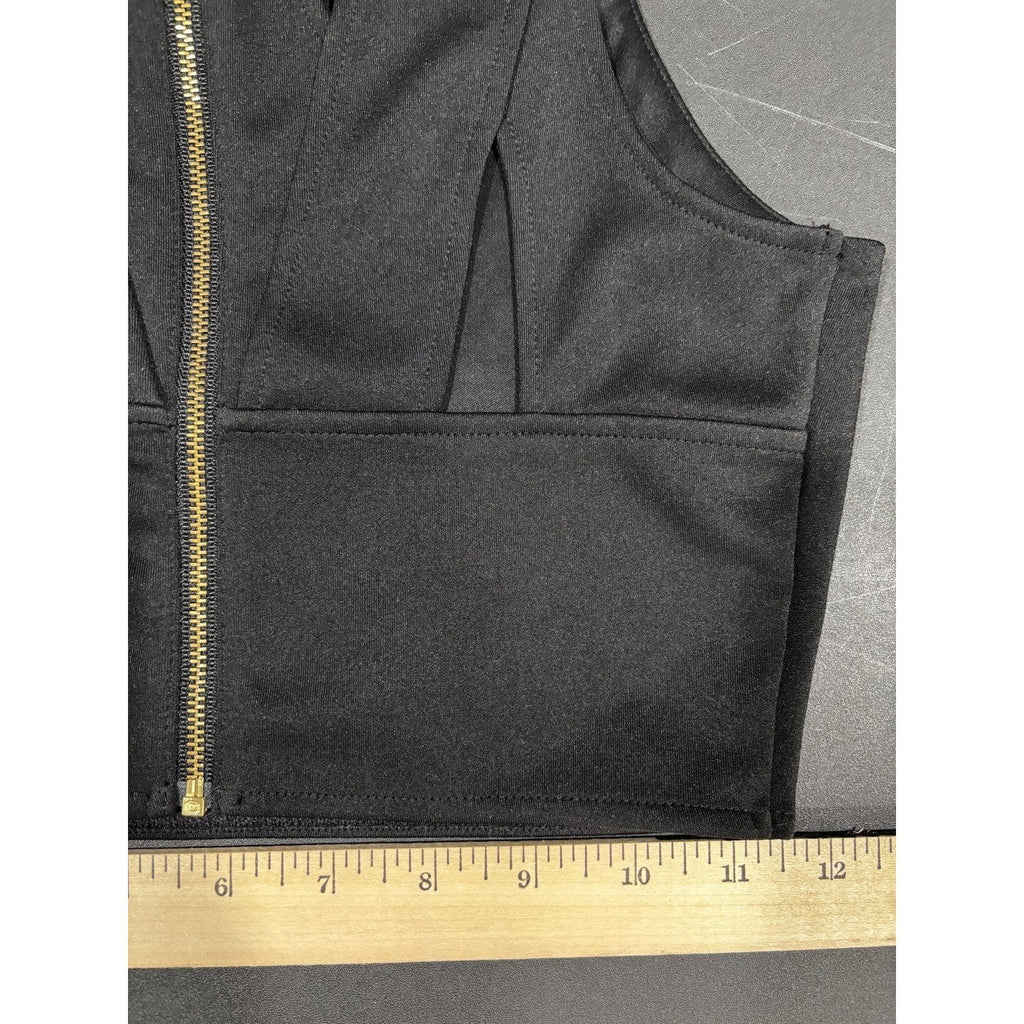 Express Womens XS Black Crop Top Sleeveless Gold Zipper Minimalist
