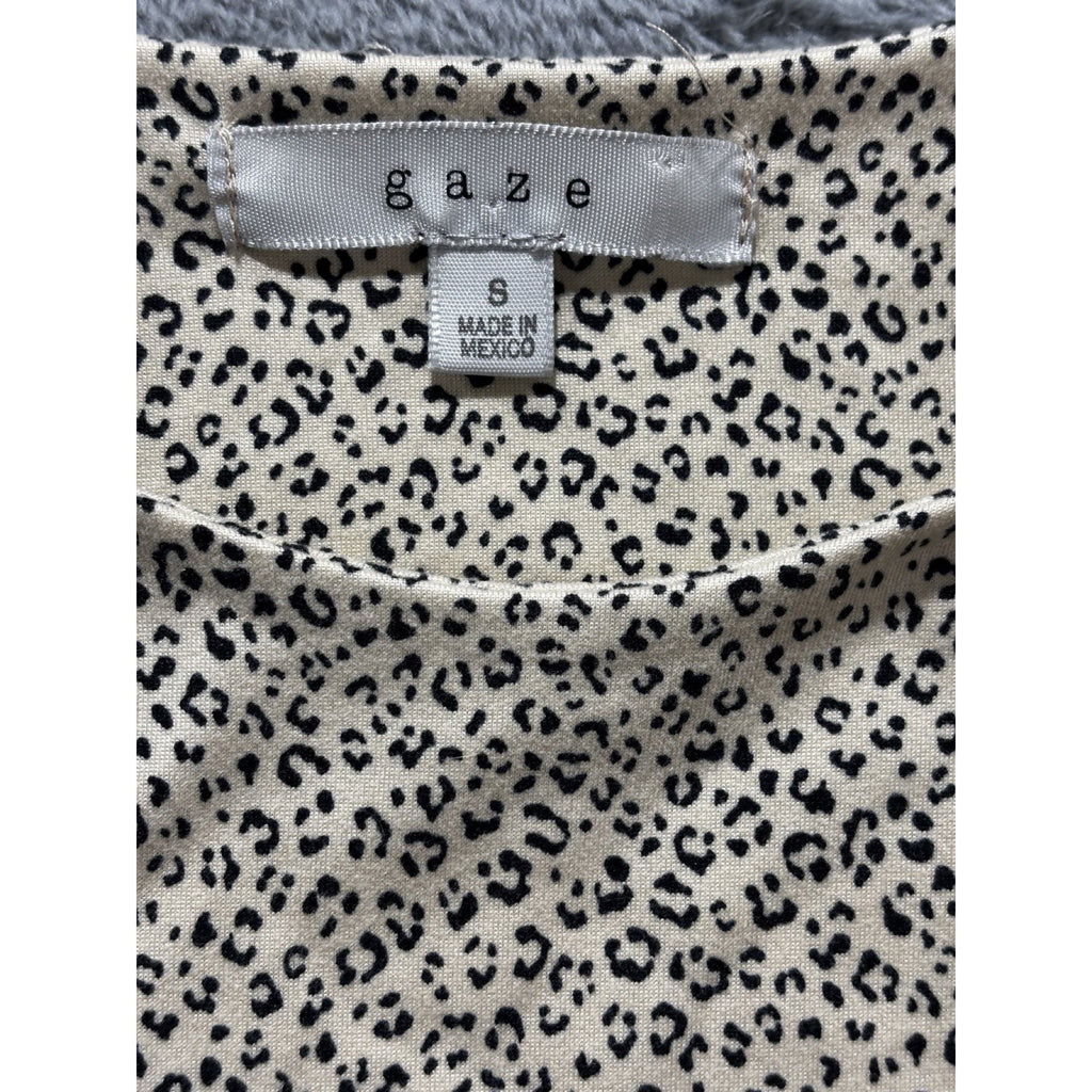 Gaze Womens S Cream Leopard Print Bodysuit Sleeveless Y2K