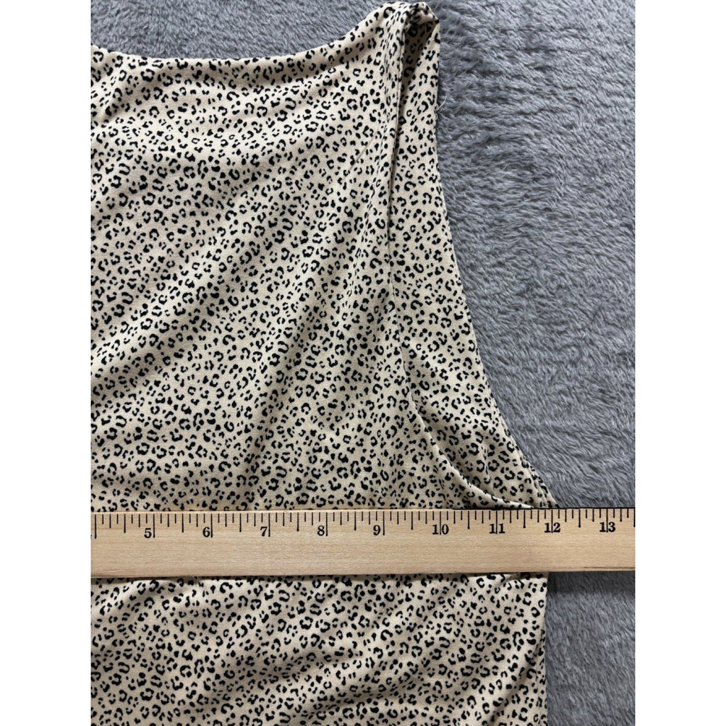 Gaze Womens S Cream Leopard Print Bodysuit Sleeveless Y2K