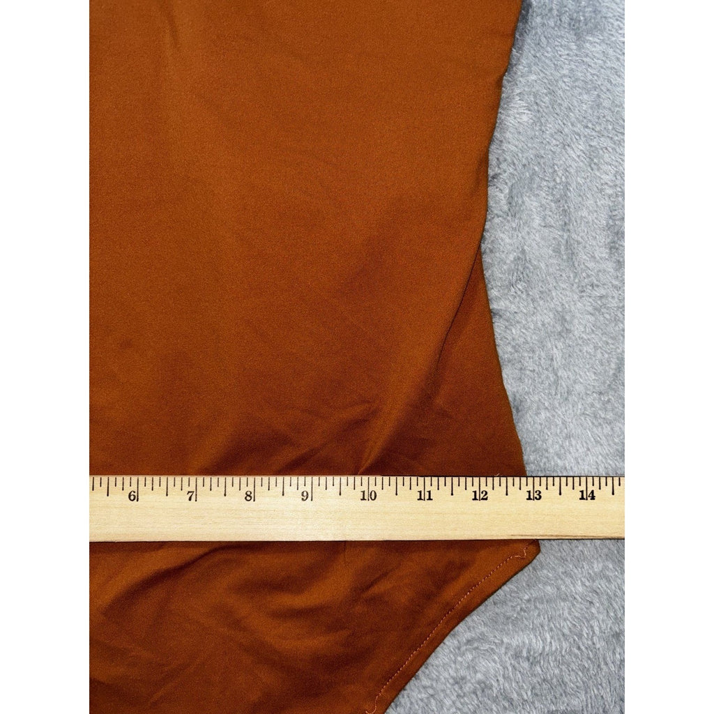 Reoria Womens S Rust Brown Sleeveless Bodysuit Minimalist Casual