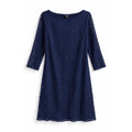 Sharagano Navy Lace Shift Dress Lined 3/4 Sleeve Size 14 Elegant Wedding Classic