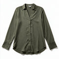 H&M Womens XS Olive Green Button Up Long Sleeve Blouse Casual Minimalist