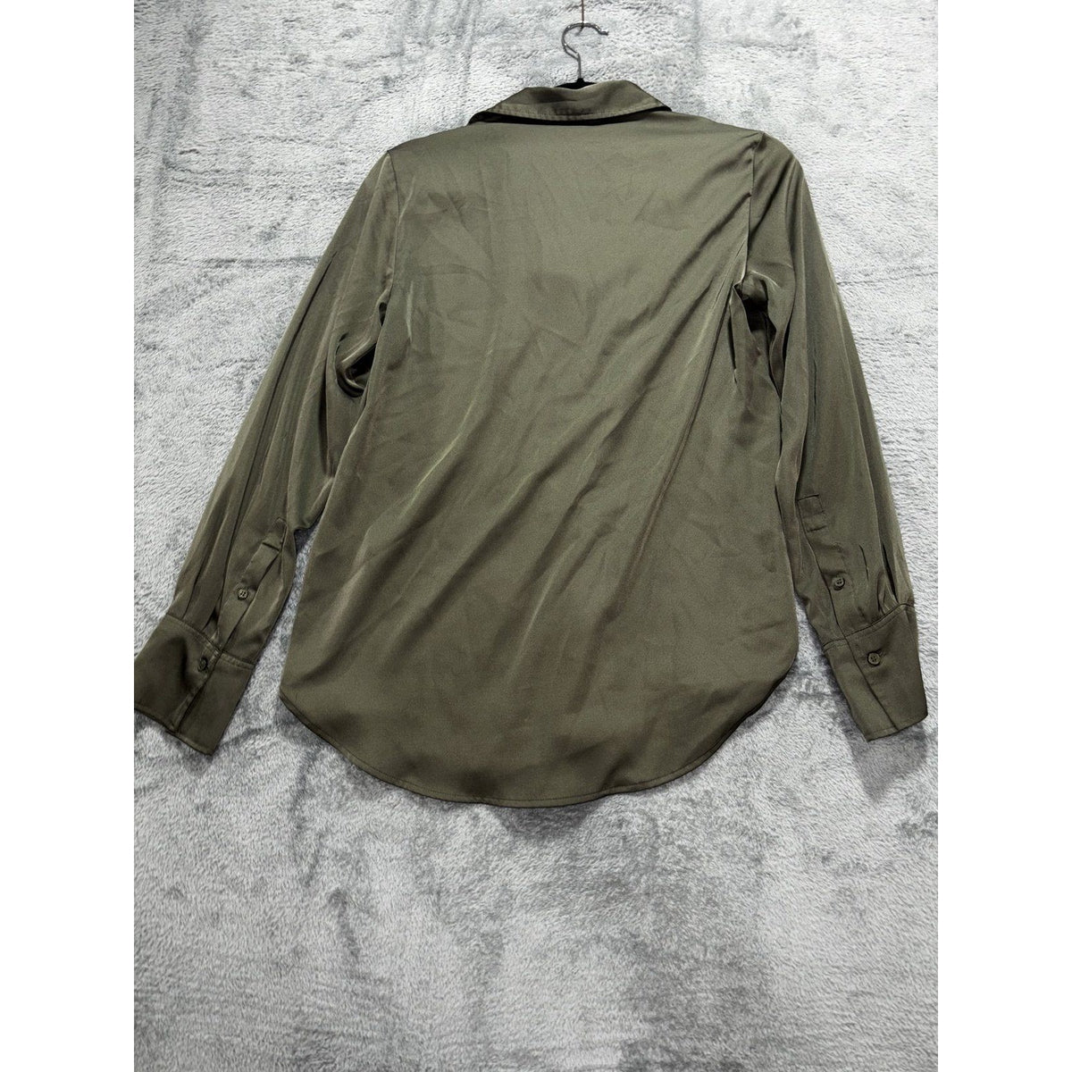 H&M Womens XS Olive Green Button Up Long Sleeve Blouse Casual Minimalist