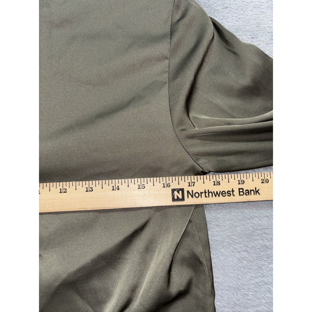 H&M Womens XS Olive Green Button Up Long Sleeve Blouse Casual Minimalist