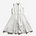 Vince Camuto Womens 2 White Sleeveless Fit and Flare Dress Zip Front Minimalist