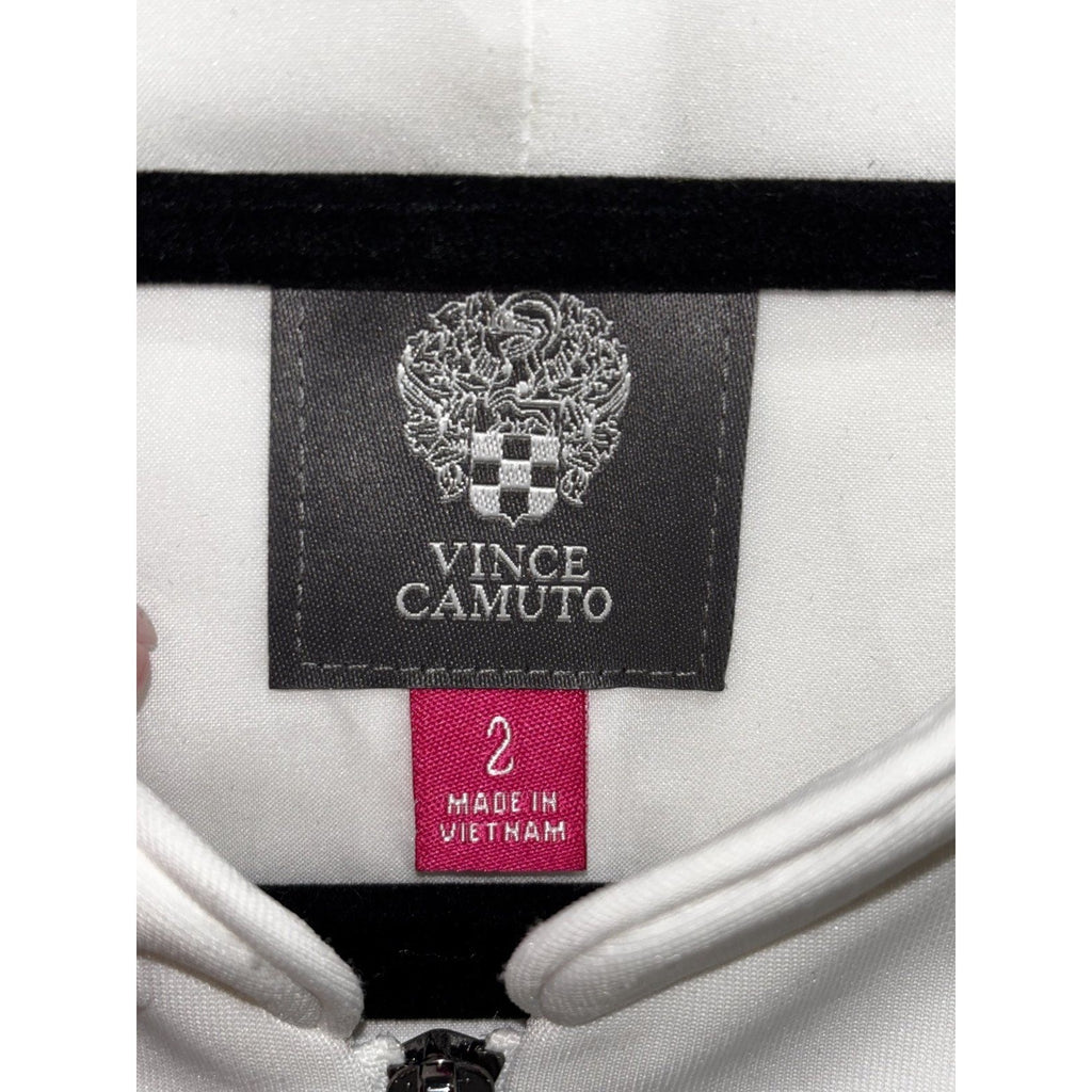 Vince Camuto Womens 2 White Sleeveless Fit and Flare Dress Zip Front Minimalist
