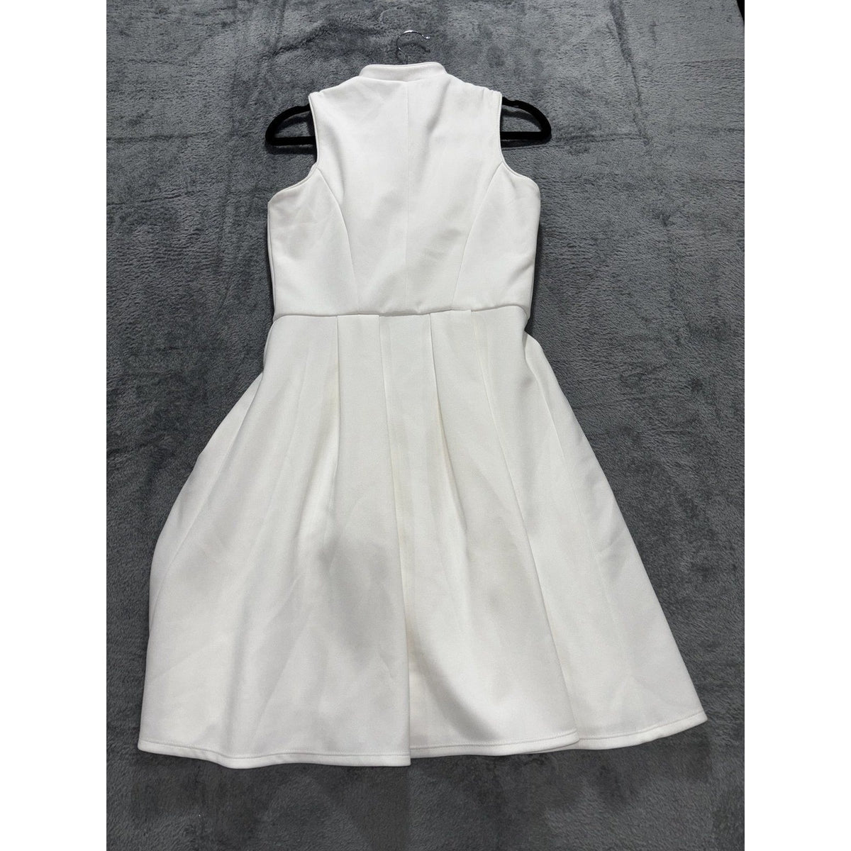 Vince Camuto Womens 2 White Sleeveless Fit and Flare Dress Zip Front Minimalist