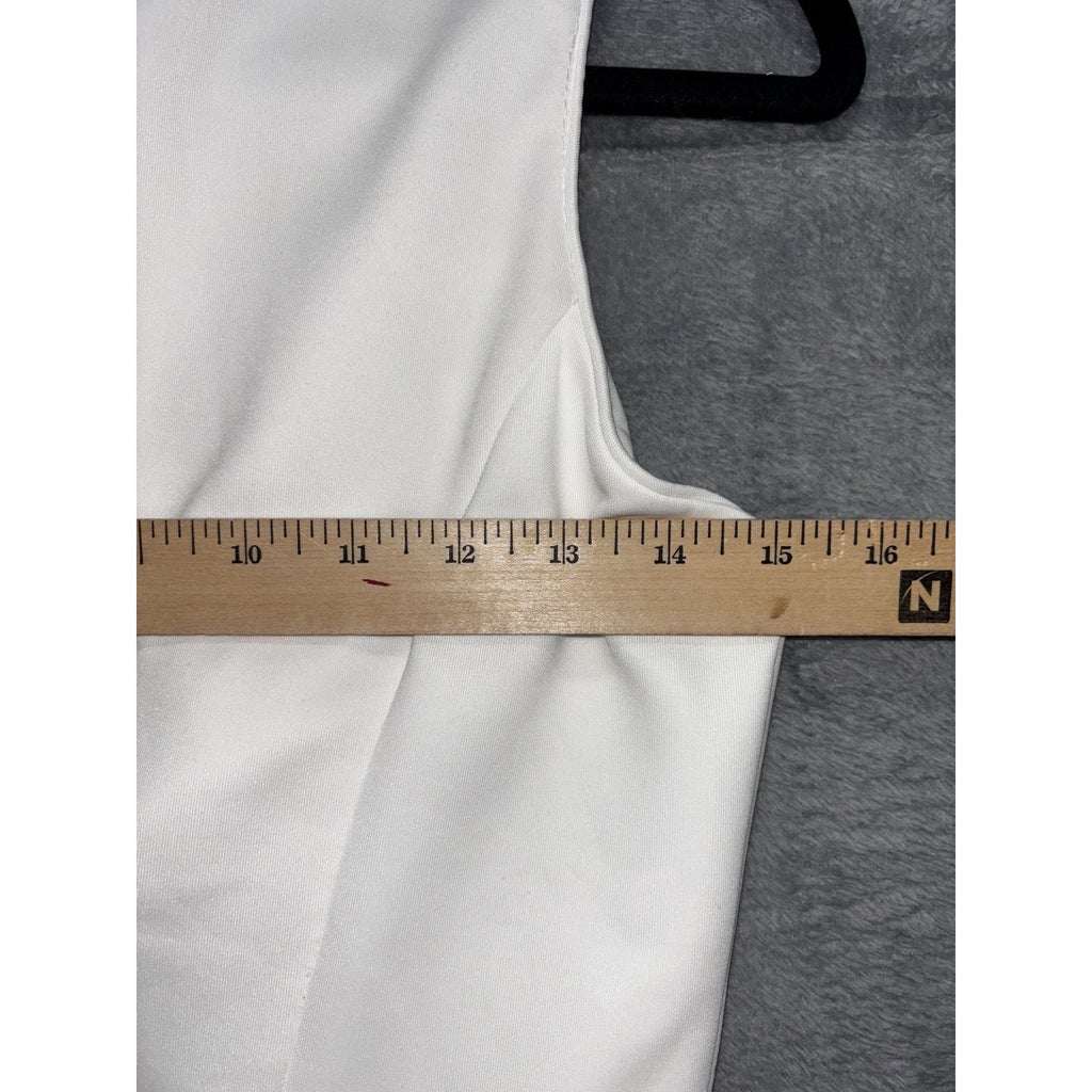 Vince Camuto Womens 2 White Sleeveless Fit and Flare Dress Zip Front Minimalist