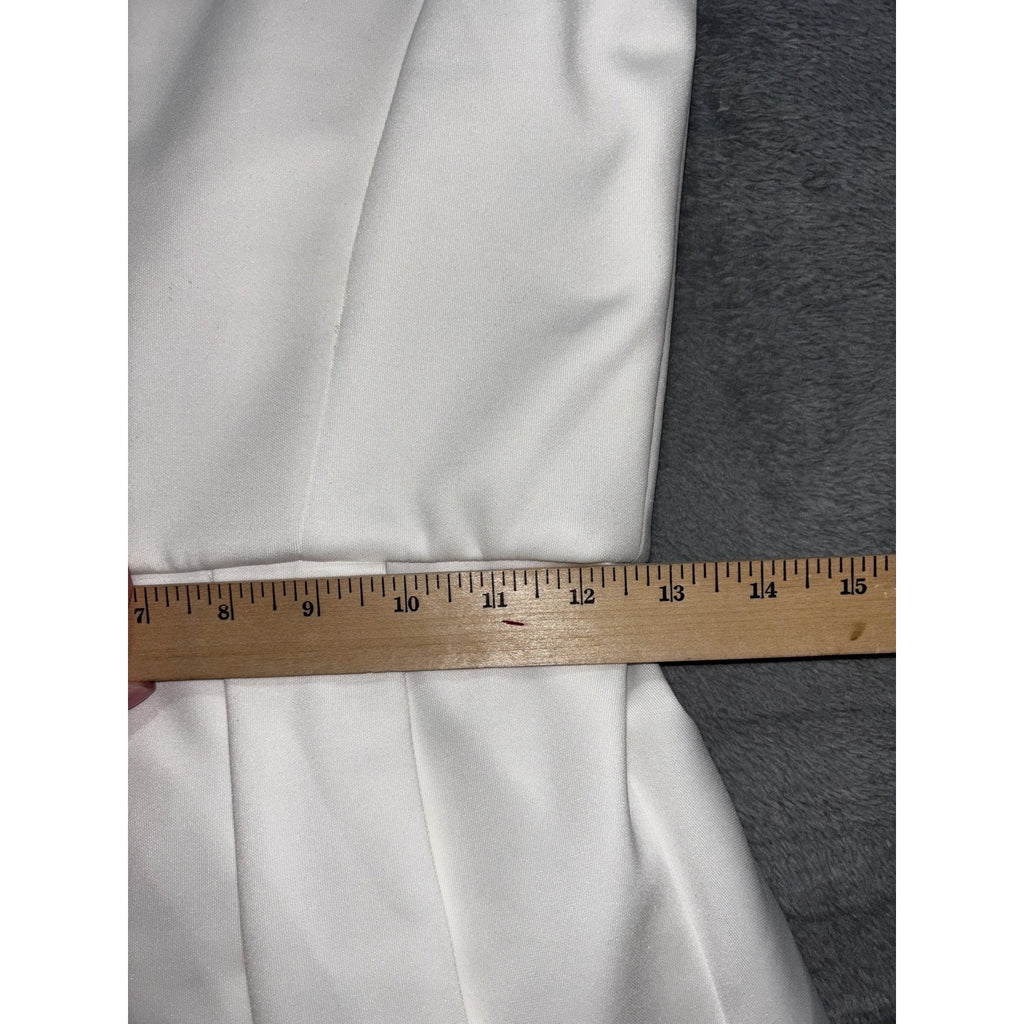 Vince Camuto Womens 2 White Sleeveless Fit and Flare Dress Zip Front Minimalist