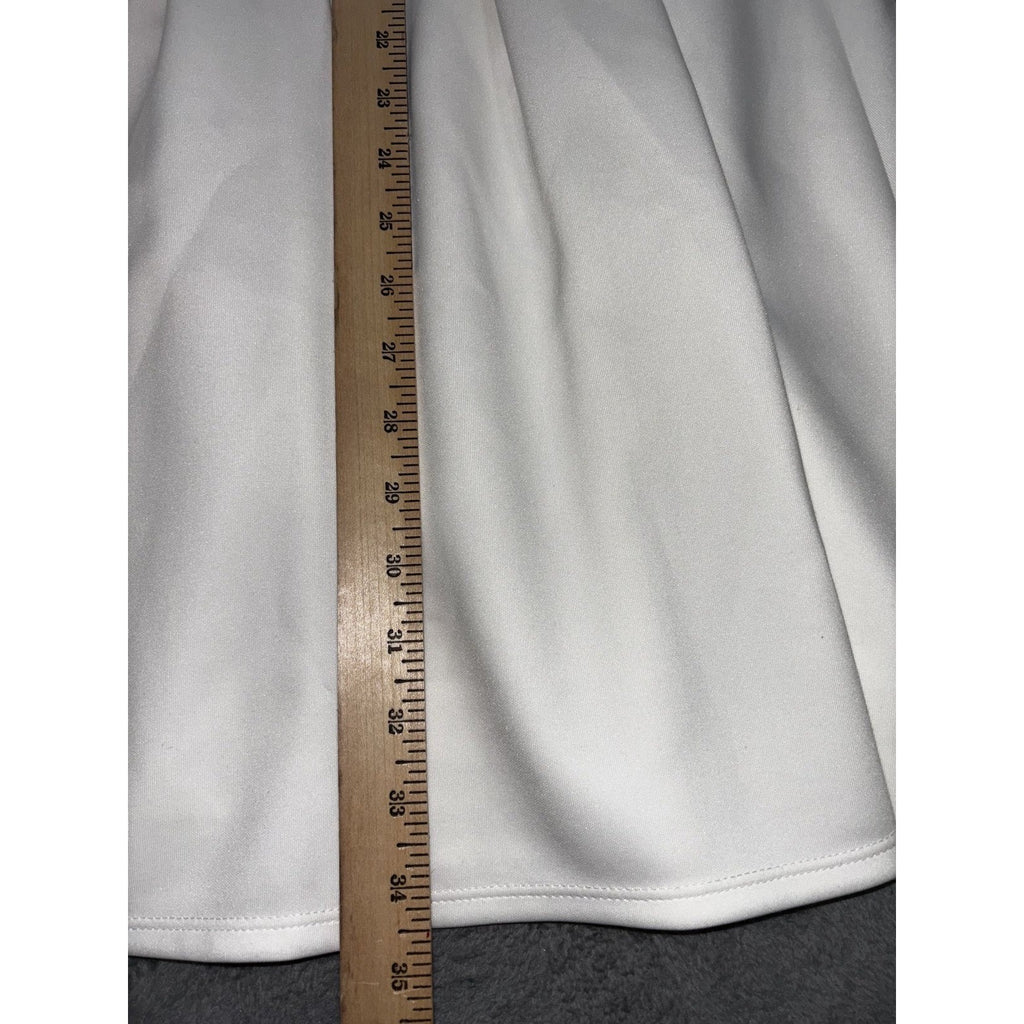 Vince Camuto Womens 2 White Sleeveless Fit and Flare Dress Zip Front Minimalist