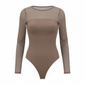 Abercrombie & Fitch Womens Taupe Mesh Long Sleeve Bodysuit Size Not Tagged