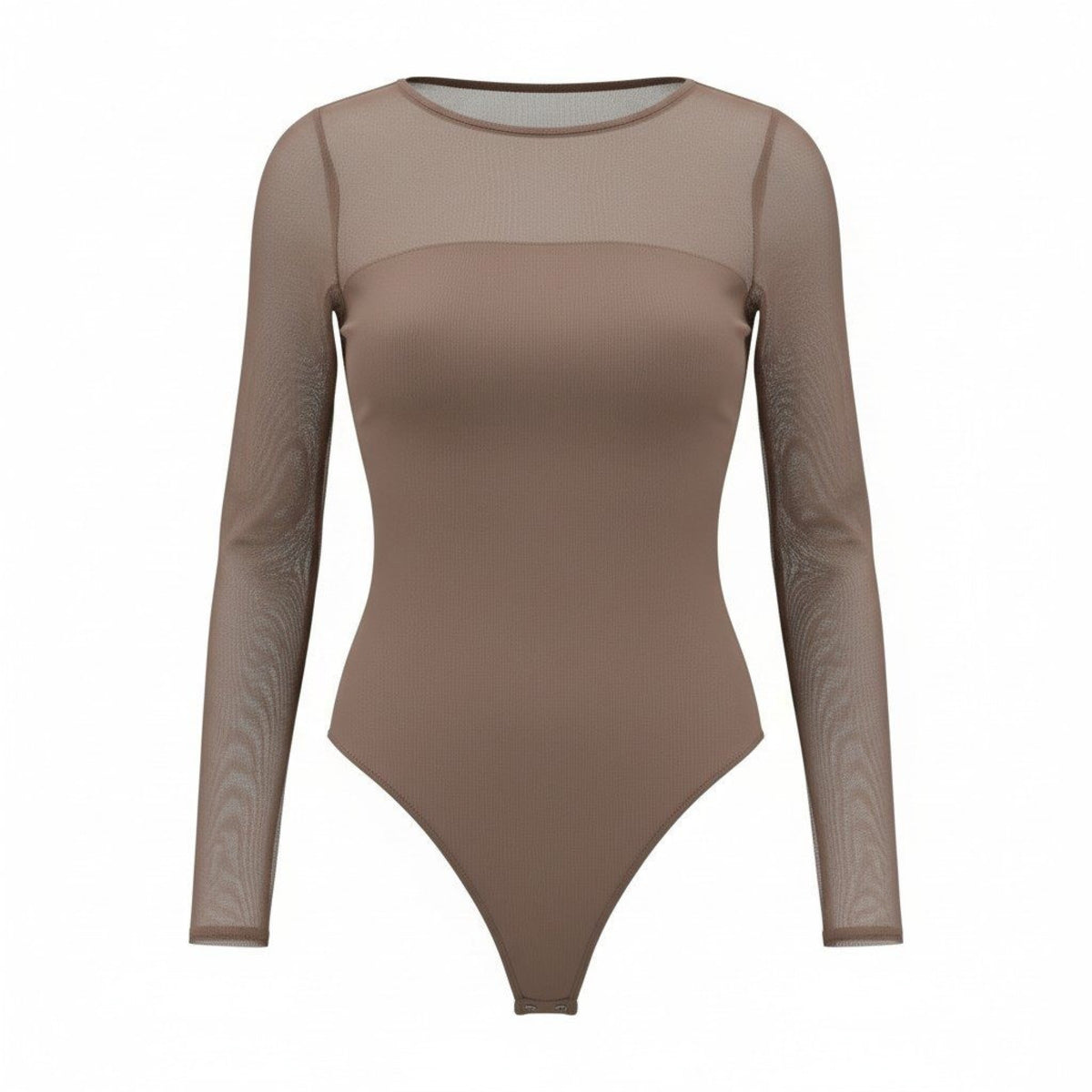 Abercrombie & Fitch Womens Taupe Mesh Long Sleeve Bodysuit Size Not Tagged