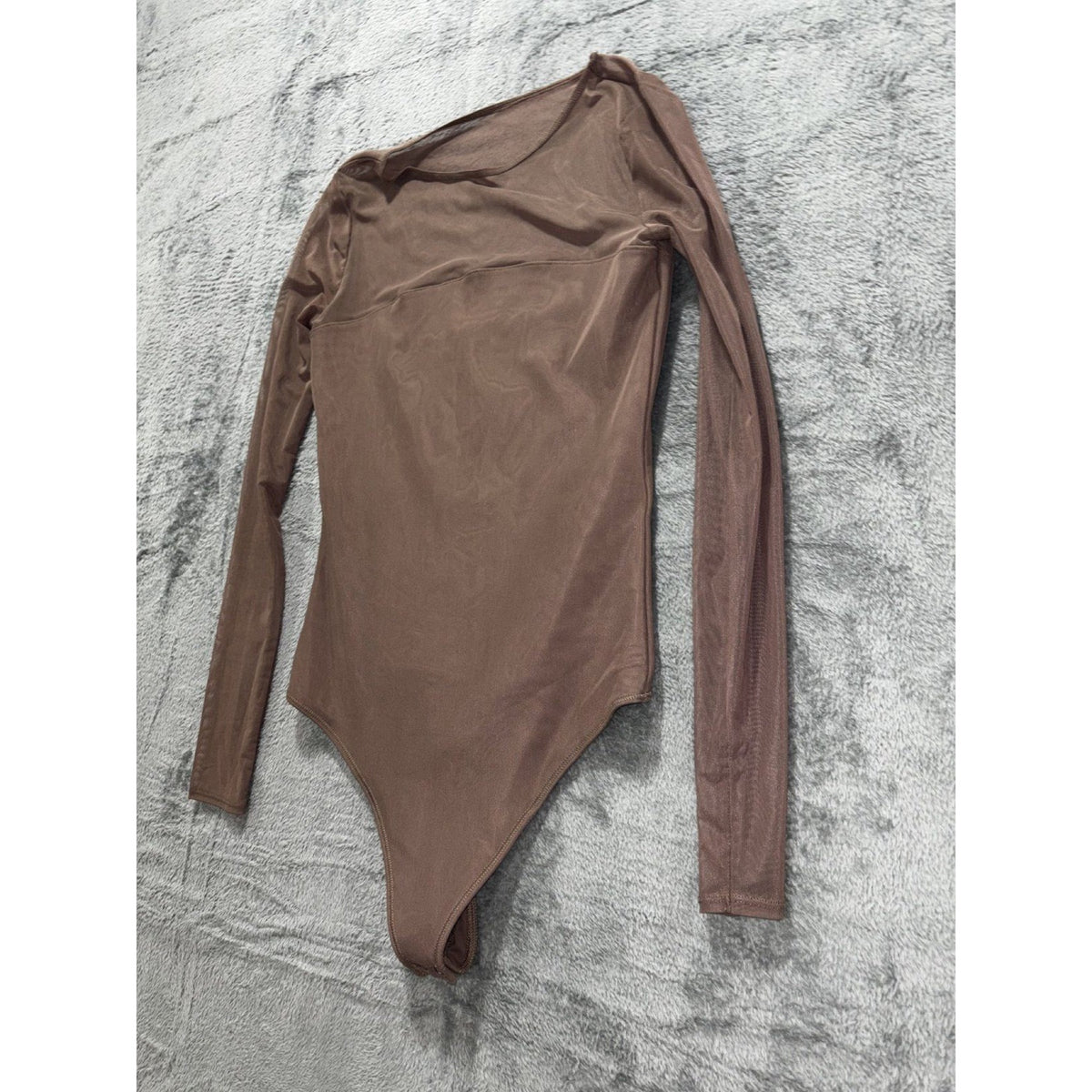 Abercrombie & Fitch Womens Taupe Mesh Long Sleeve Bodysuit Size Not Tagged