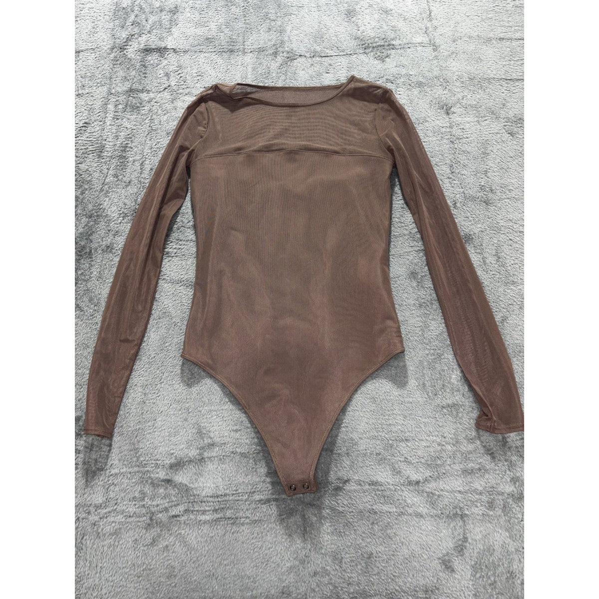 Abercrombie & Fitch Womens Taupe Mesh Long Sleeve Bodysuit Size Not Tagged