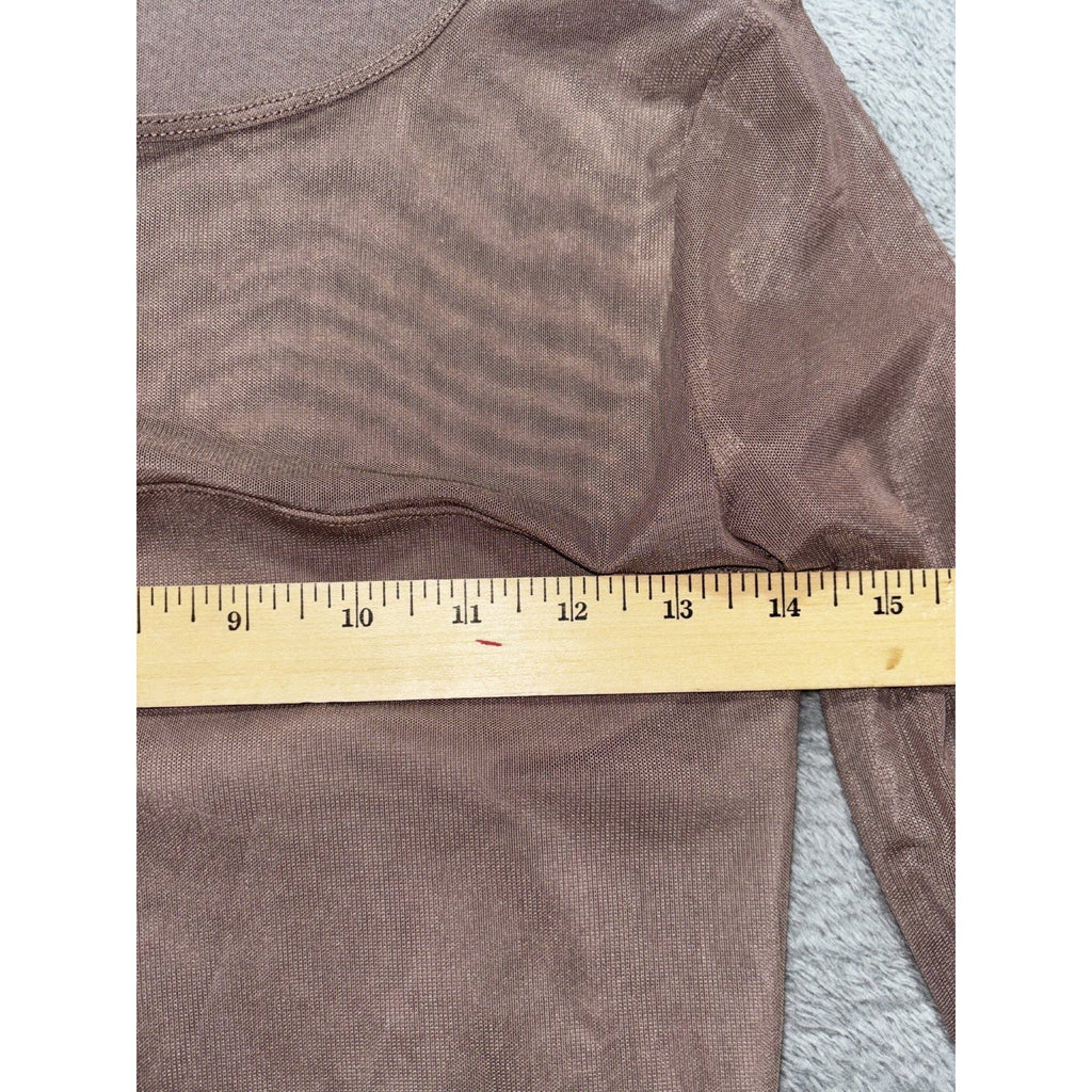 Abercrombie & Fitch Womens Taupe Mesh Long Sleeve Bodysuit Size Not Tagged