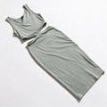 Shein Womens S Sage Green Ribbed 2 Piece Set Tank Top and Maxi Skirt Casual