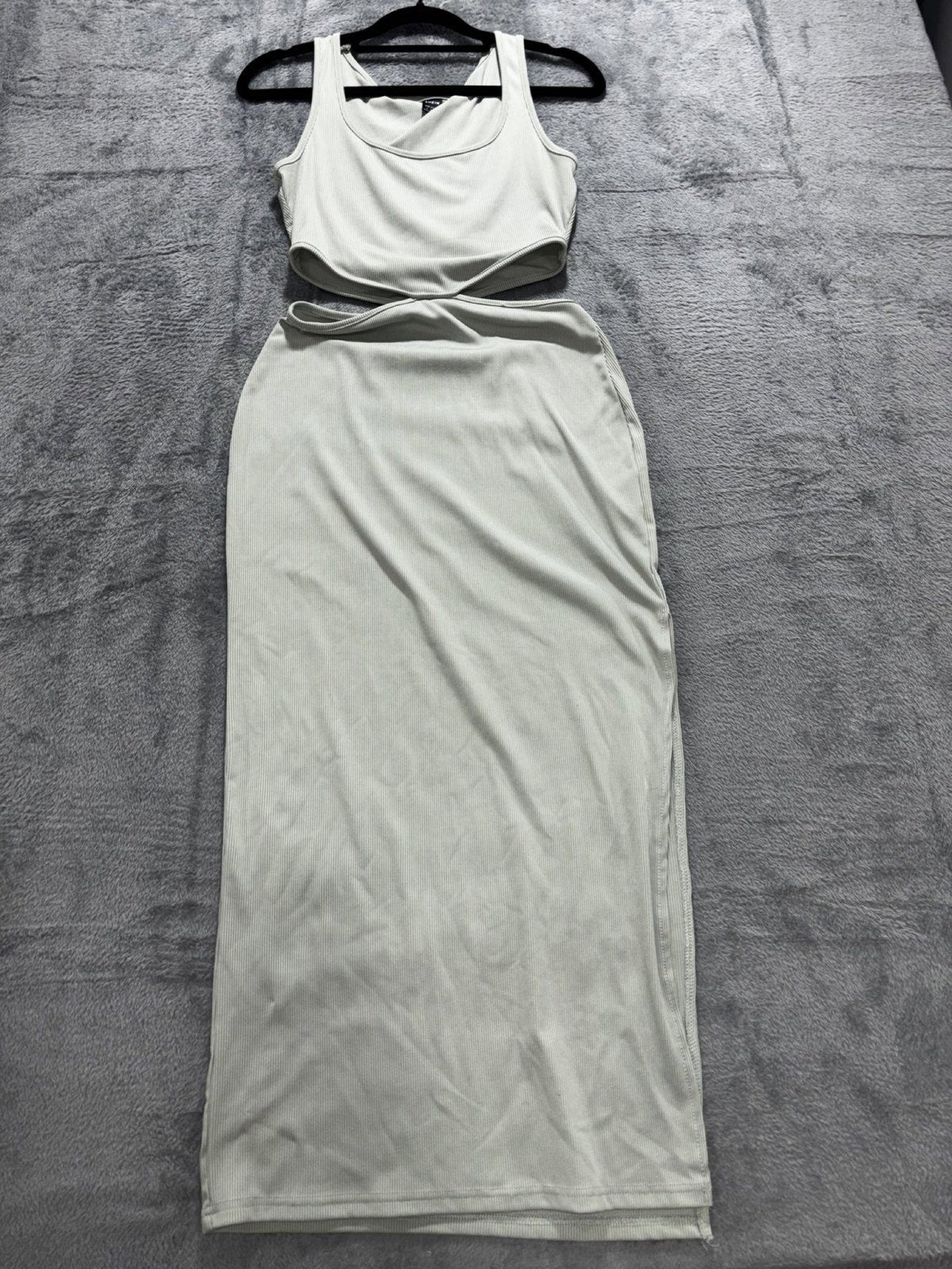 Shein Womens S Sage Green Ribbed 2 Piece Set Tank Top and Maxi Skirt Casual