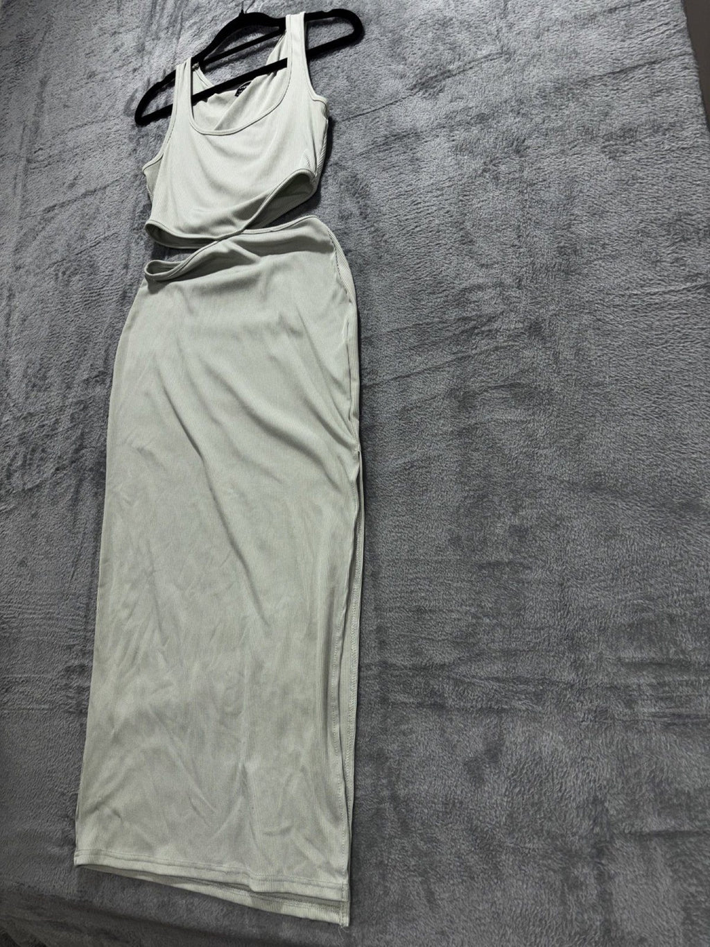 Shein Womens S Sage Green Ribbed 2 Piece Set Tank Top and Maxi Skirt Casual