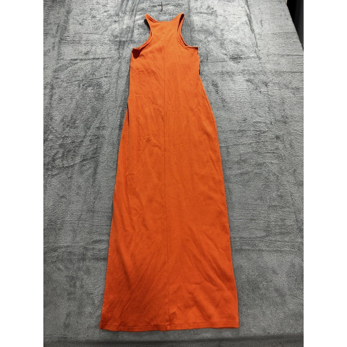 Old Navy Womens S Orange Ribbed Racerback Maxi Dress Side Slit Casual
