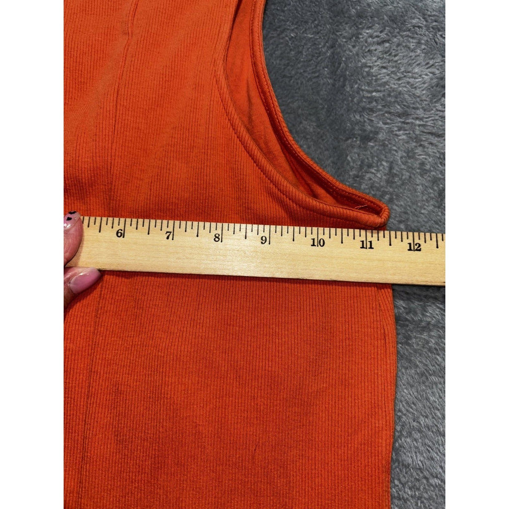 Old Navy Womens S Orange Ribbed Racerback Maxi Dress Side Slit Casual