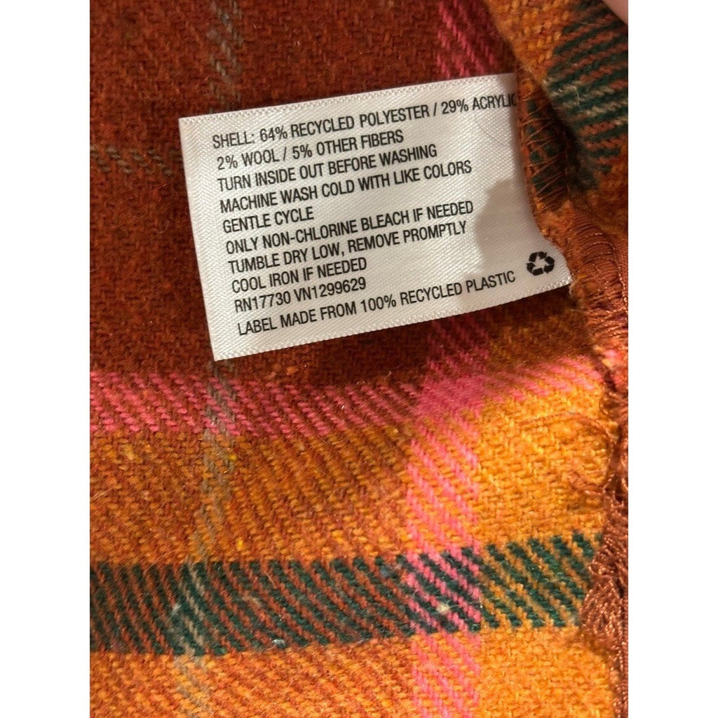 Wild Fable Womens XS Orange Plaid Shacket Button Up Jacket Vintage Boho Cozy