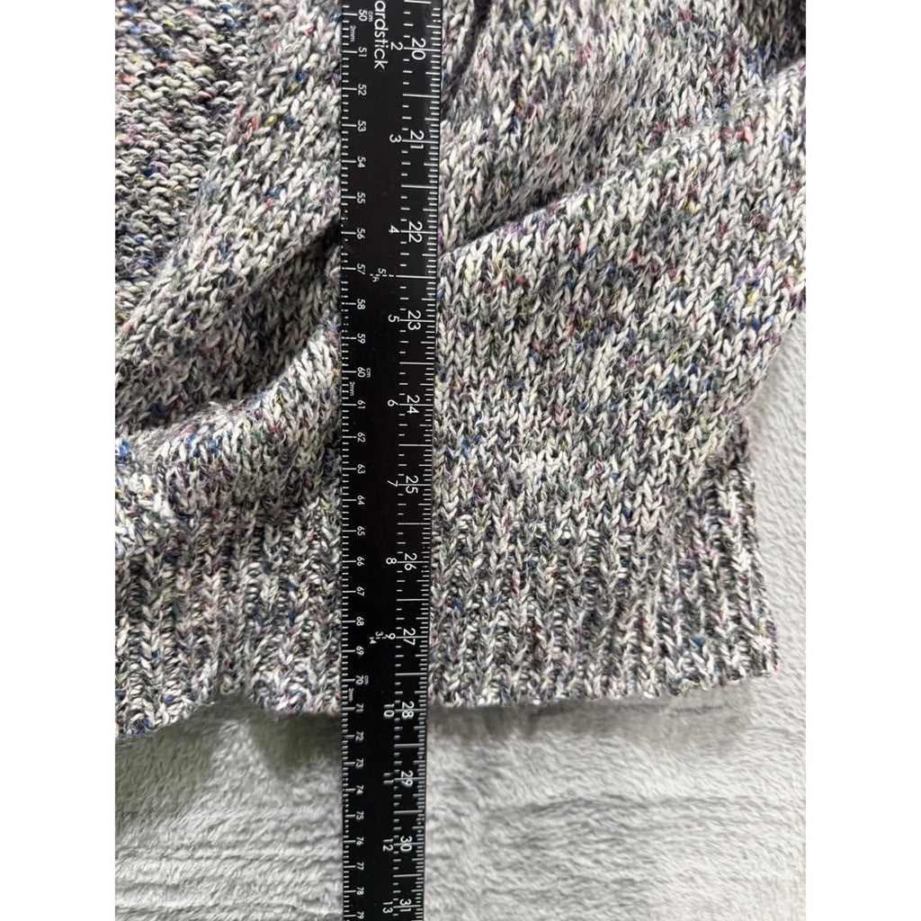 LOFT Outlet Womens Gray Marled Knit Open Front Cardigan Sweater Large Confetti
