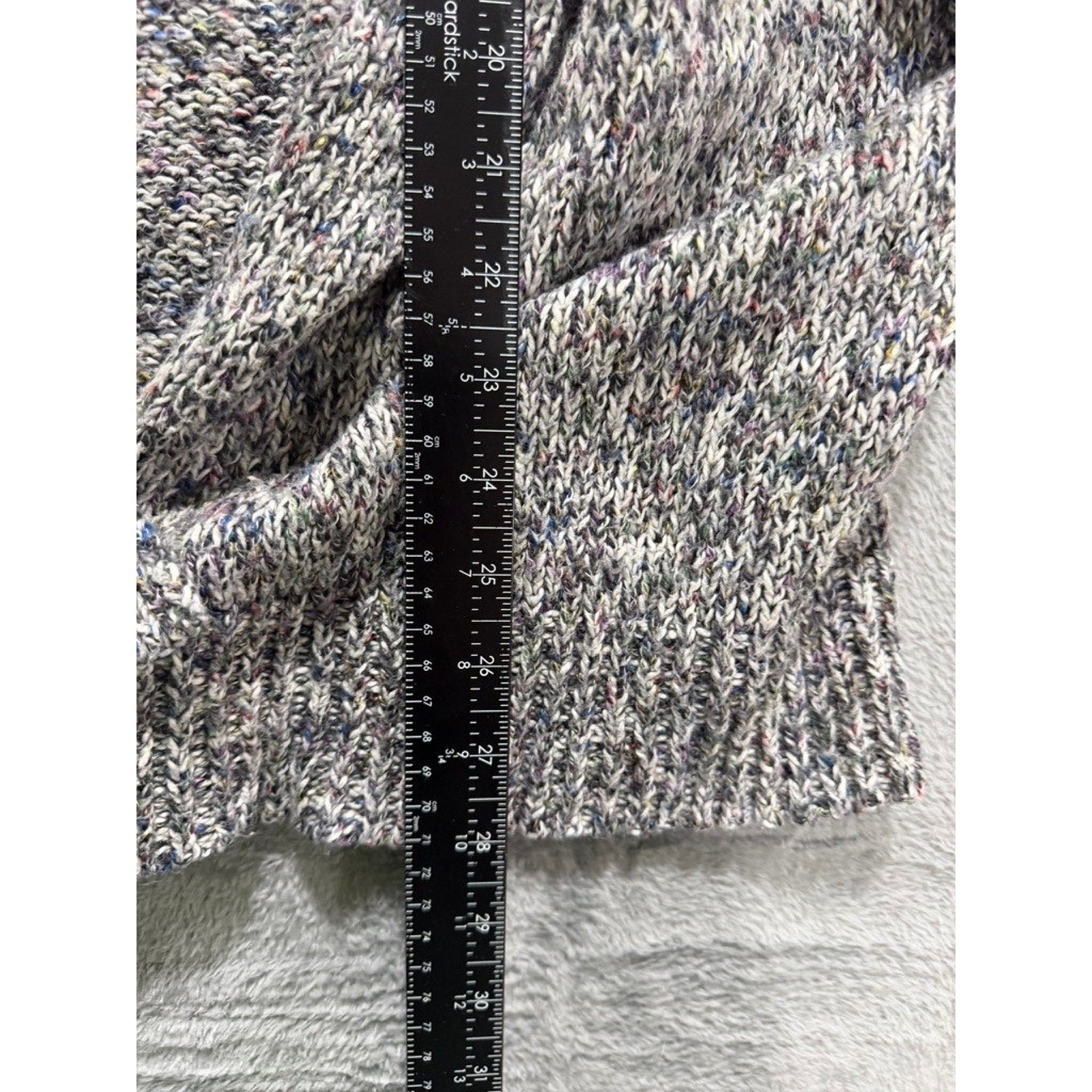 LOFT Outlet Womens Gray Marled Knit Open Front Cardigan Sweater Large Confetti