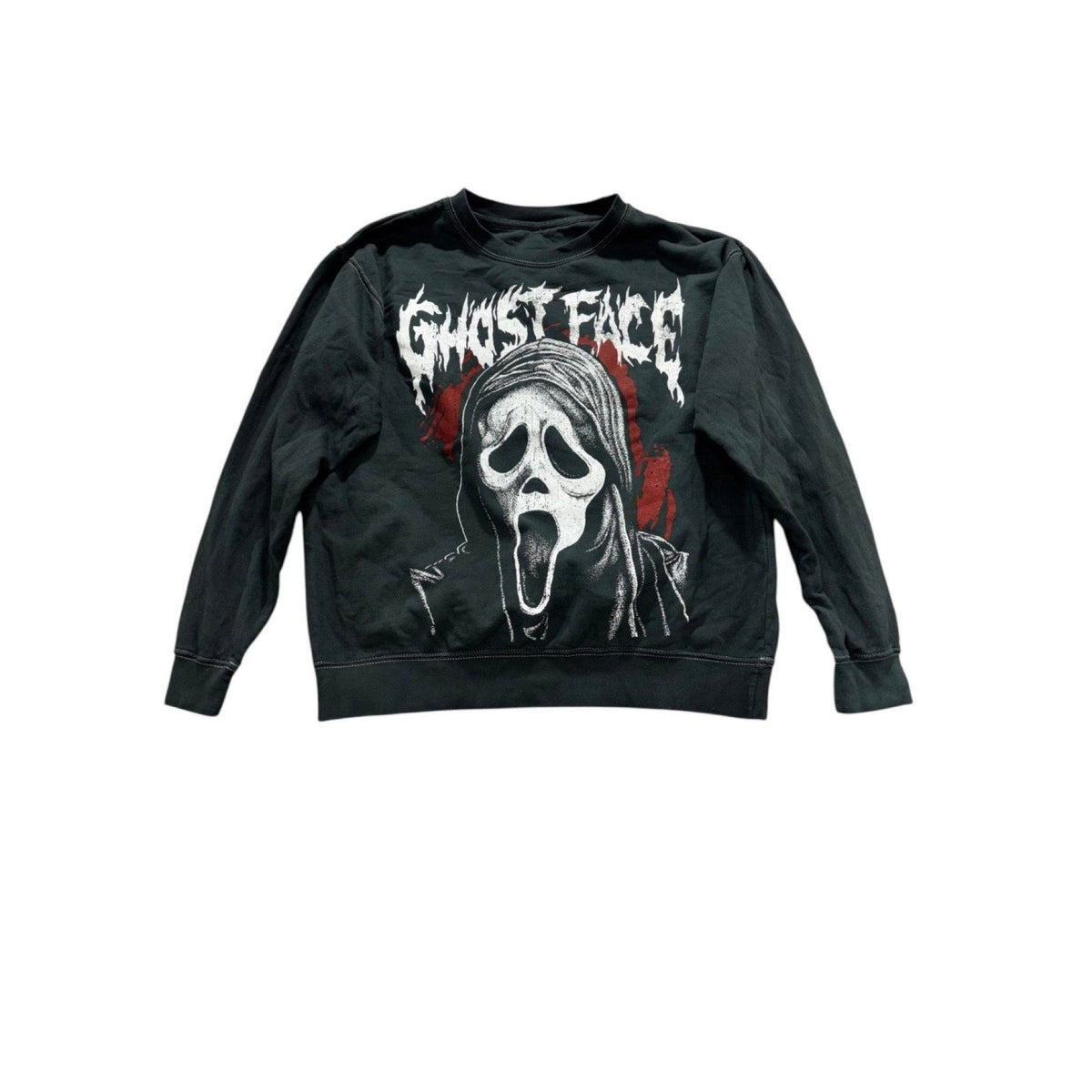 Ghost Face Mens M Black Horror Club Graphic Crewneck Sweatshirt Casual