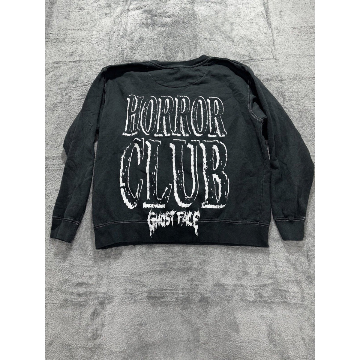 Ghost Face Mens M Black Horror Club Graphic Crewneck Sweatshirt Casual
