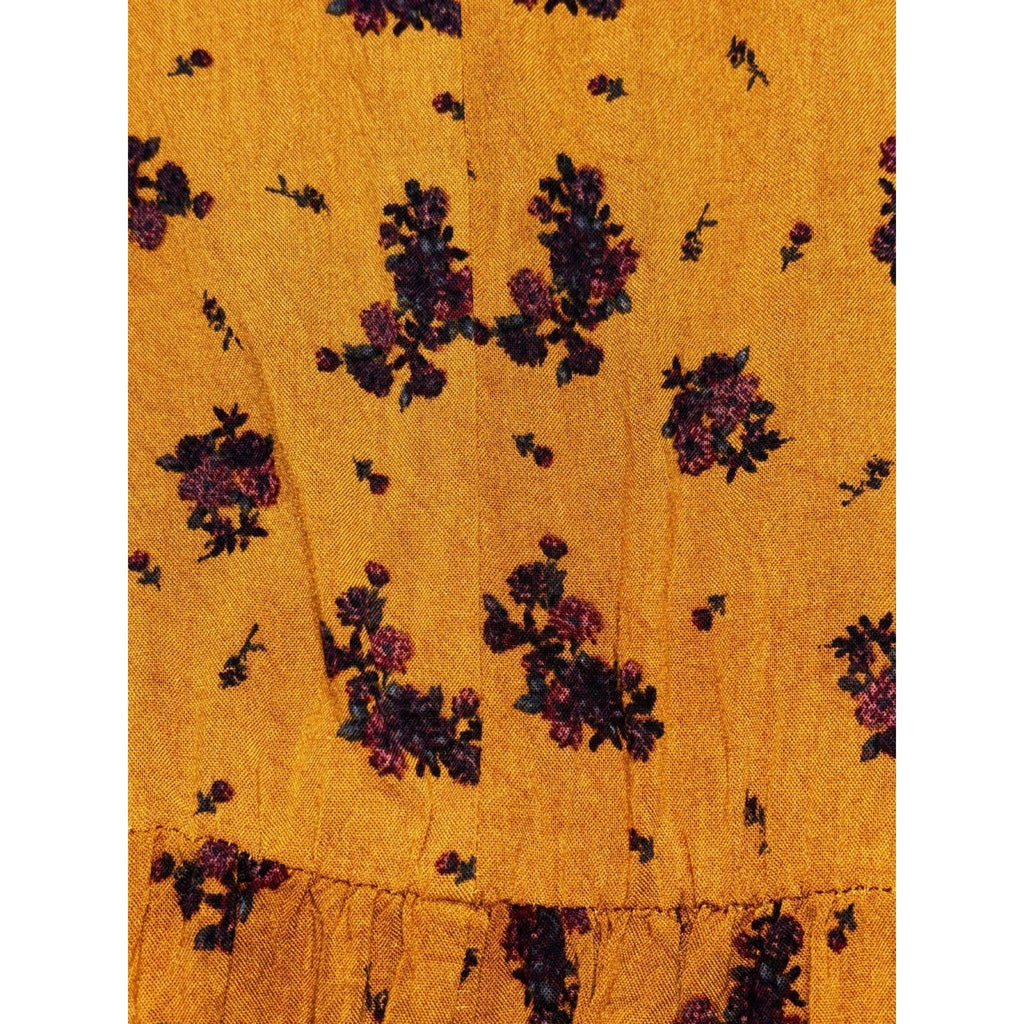 Maurices Womens XL Mustard Orange Floral Smocked Babydoll Tunic Boho Cozy
