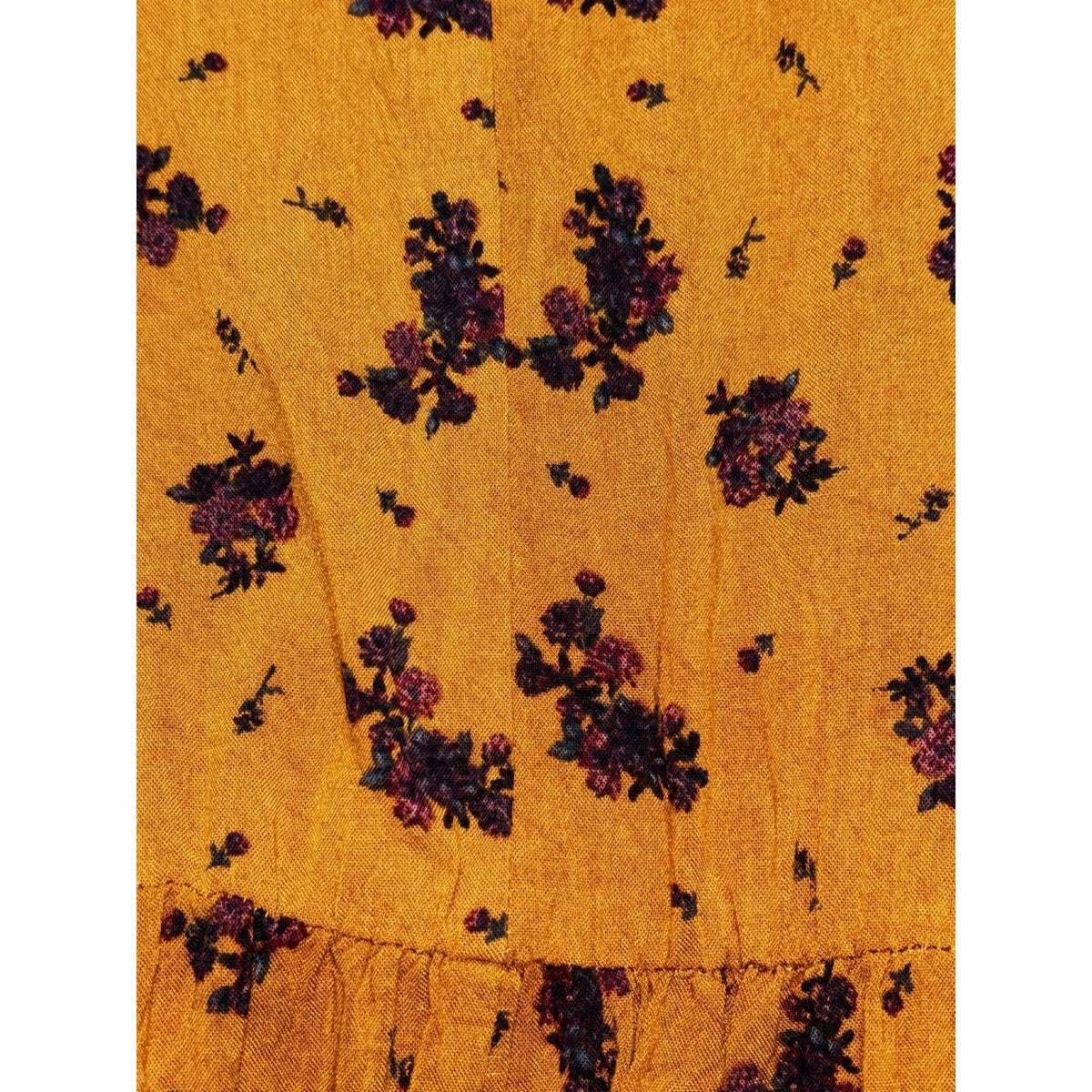 Maurices Womens XL Mustard Orange Floral Smocked Babydoll Tunic Boho Cozy