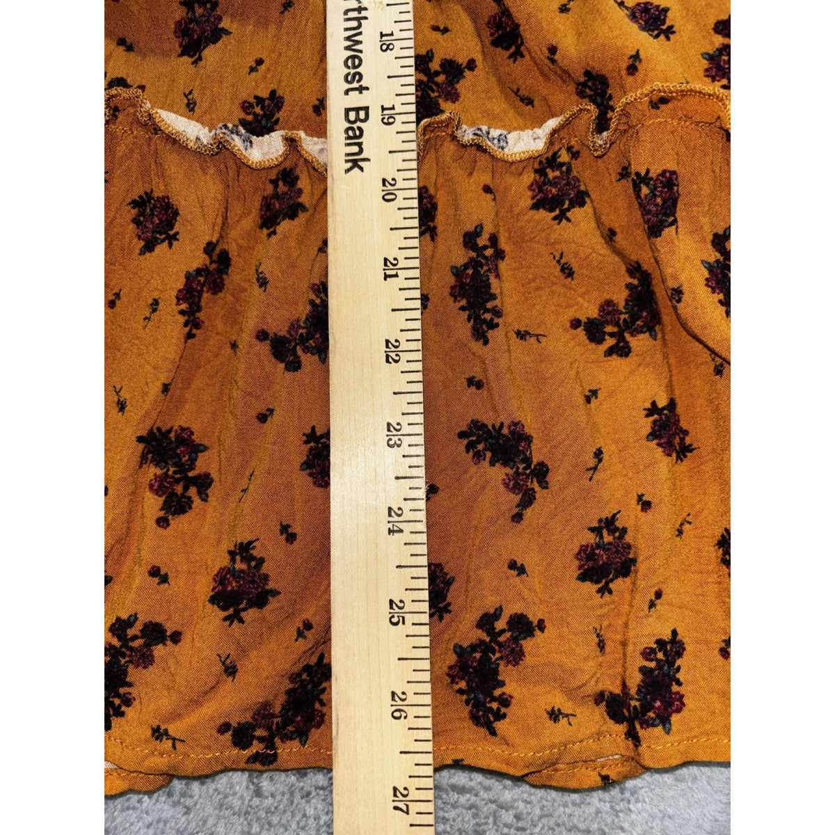 Maurices Womens XL Mustard Orange Floral Smocked Babydoll Tunic Boho Cozy