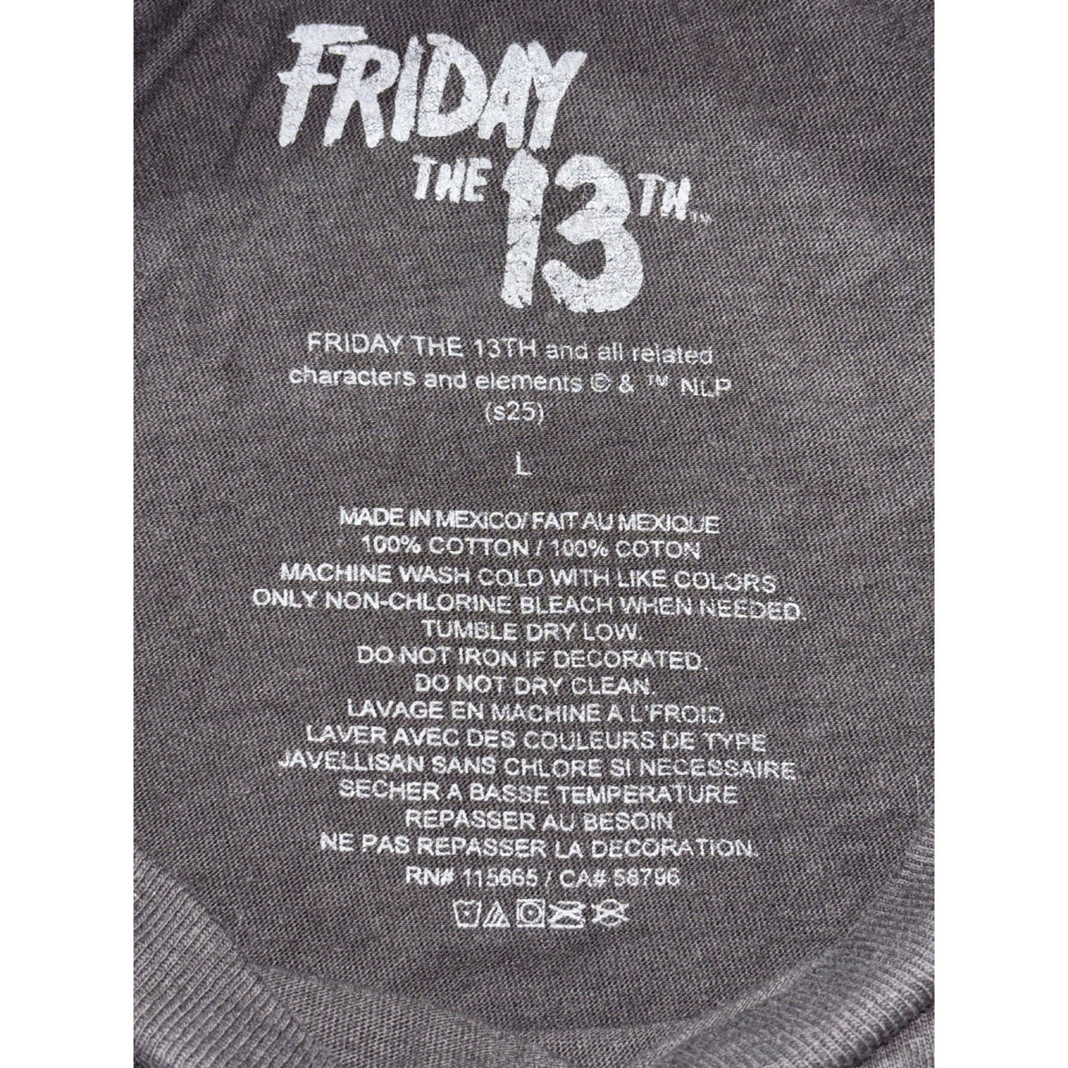 Friday the 13th Mens L Black Jason Voorhees Graphic Tee Horror Casual