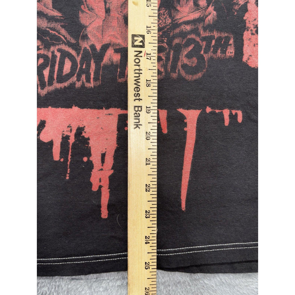 Friday the 13th Mens L Black Jason Voorhees Graphic Tee Horror Casual