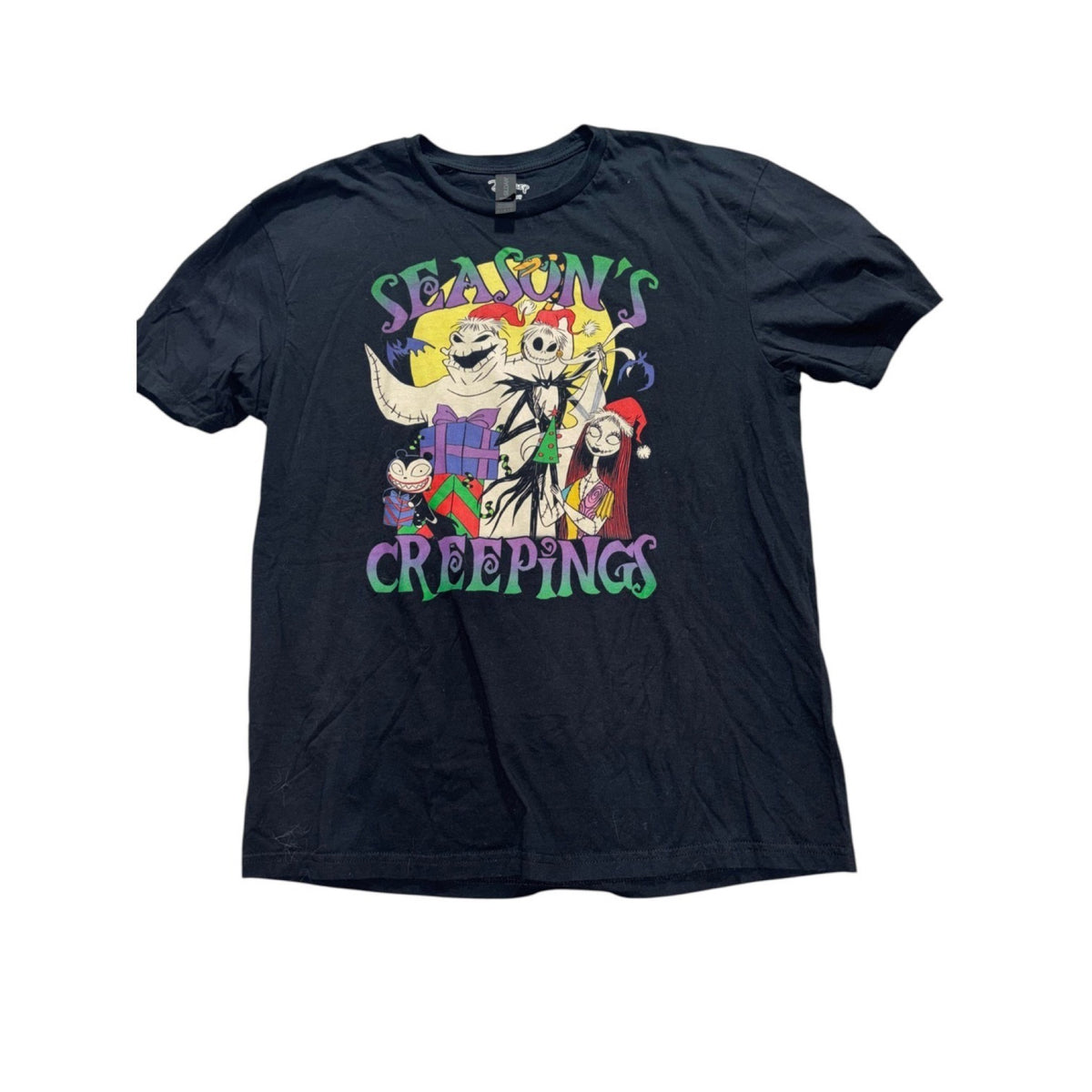 Disney Mens L Black Nightmare Before Christmas Creepings Graphic Tee Casual