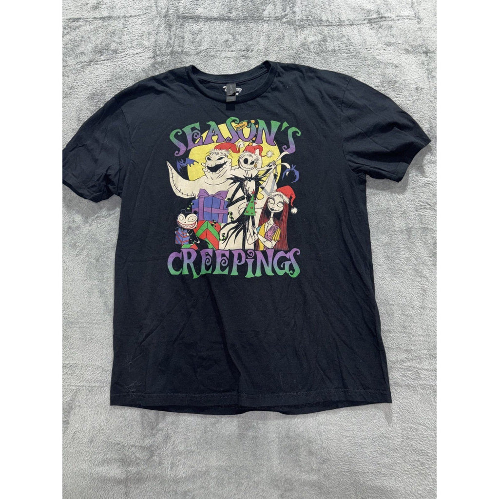 Disney Mens L Black Nightmare Before Christmas Creepings Graphic Tee Casual